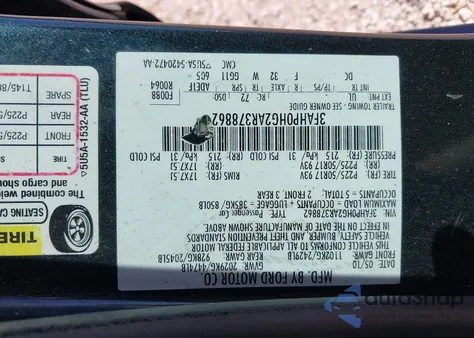 2010 Ford Fusion Se из США, поврежденный, VIN 3FAHP0HG2AR378862